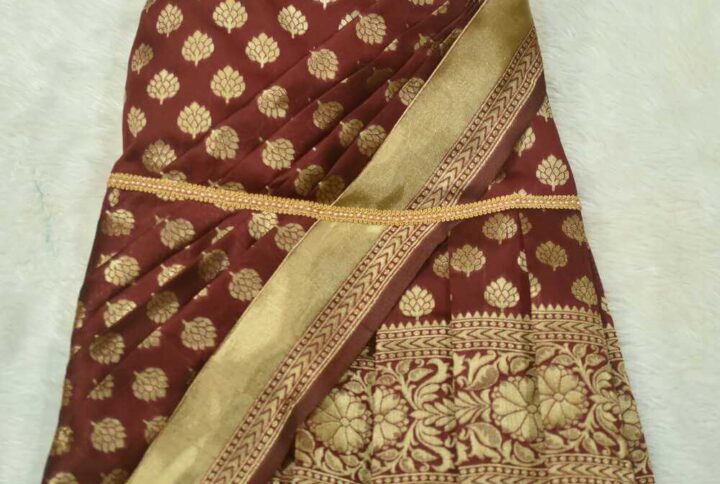 Furvilla Maroon Ethnic Pet Silk Saree Back