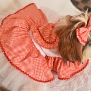 Furvilla Exclusive Red White Valentine Dog Dress Top