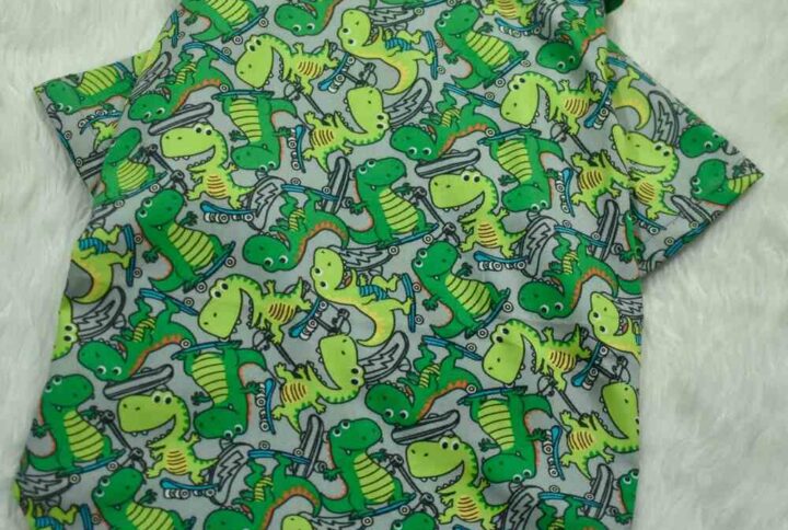 Furvilla Green Cartoon Dinosaur Theme Summer Shirts Back