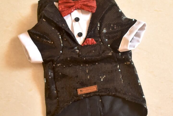 Furvilla Black White Sequin Tuxedo Party Tuxedo Front