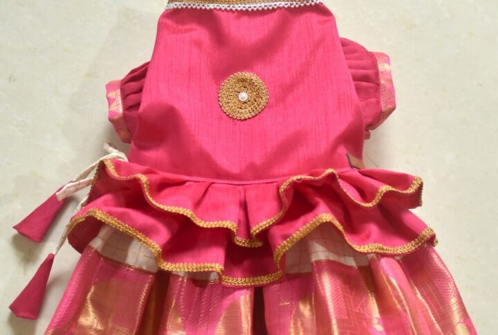 Furvilla Pink Varanasi Silk Dress Back