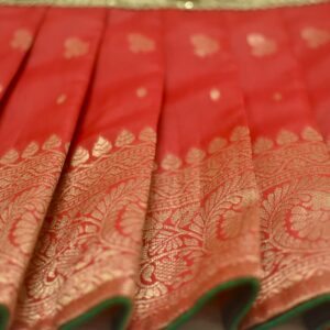 Furvilla Green Red Ethnic Pattu Dress Frills