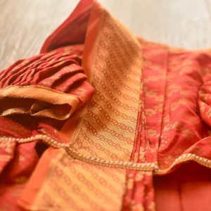 Furvilla Red Ethnic Pattu Sarees Sleeves