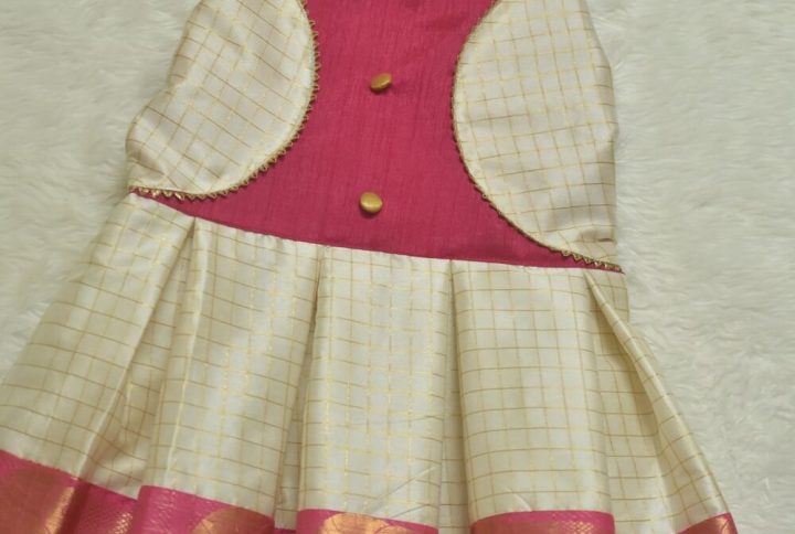Furvilla White Pink Benarasi Silk Dress