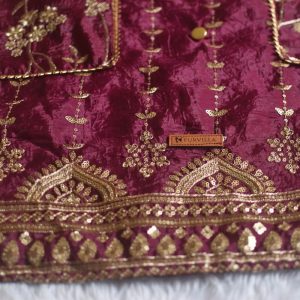 Furvilla Wine Crushed Banarasi Fabric Kurta 3