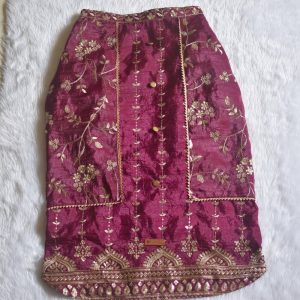 Furvilla Wine Crushed Banarasi Fabric Kurta