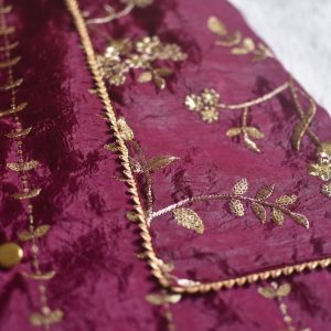 Furvilla Wine Crushed Banarasi Fabric Kurta 4